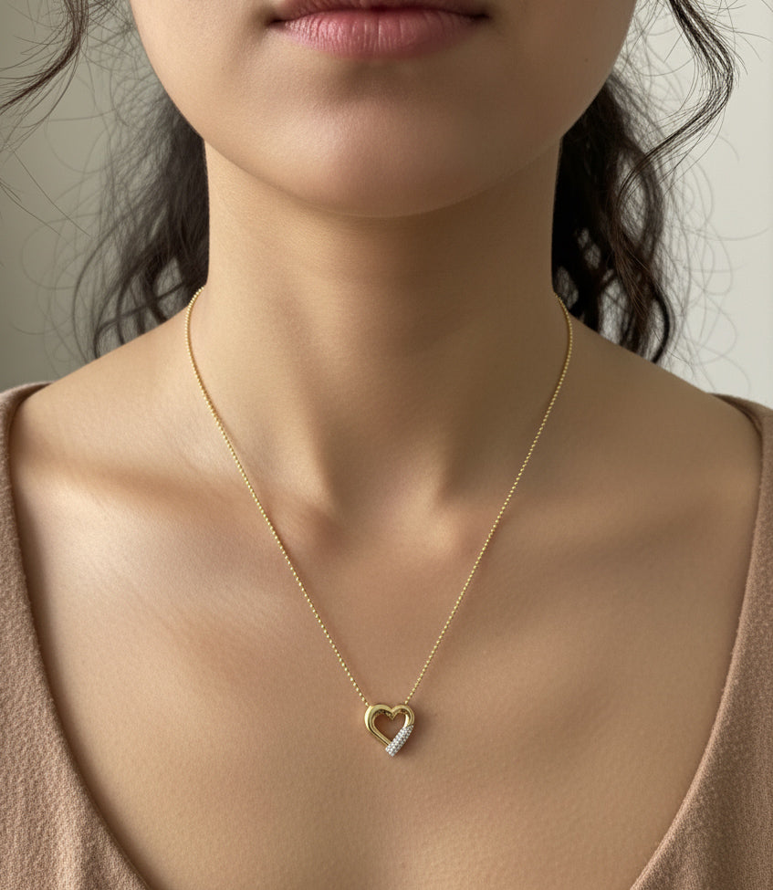 Sterling Silver Heart Necklace – Minimalist Dainty Love Jewelry Gift for Her