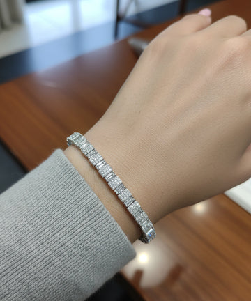 Sterling Silver CZ Tennis Bracelet – Dainty 925 Silver Jewelry Gift for Her for everyday