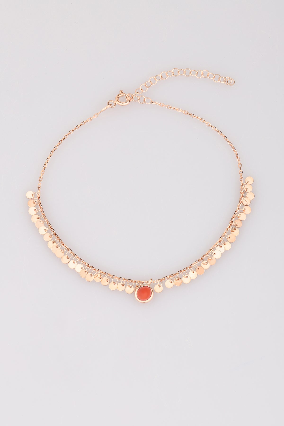 Colored Stone Silver Anklet – Squamous Beaded Sterling Silver Anklet, Minimal Jewelry