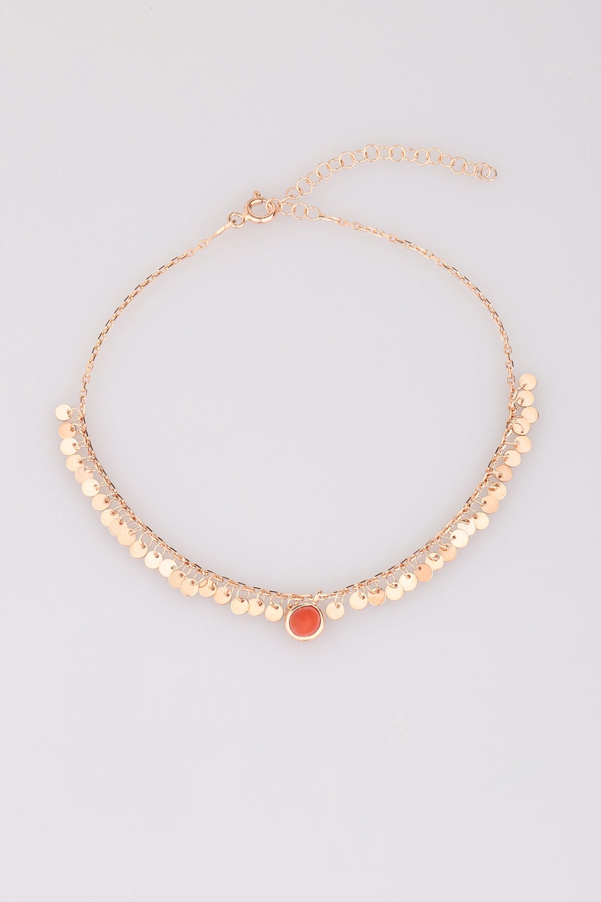 Colored Stone Silver Anklet – Squamous Beaded Sterling Silver Anklet, Minimal Jewelry