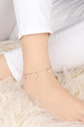Minimal Silver Anklet with White Zircon Butterfly – Beach Jewelry