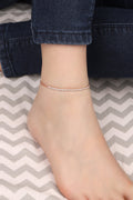 Half Tennis Half Italian Chain Lock Silver Anklet