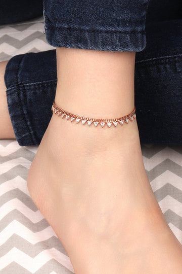 White Triangle Stone Silver Anklet, Silver Anklet, Anklet, Ankle Bracelets, Boho Anklet