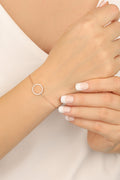 White Stone Round Silver Bracelet