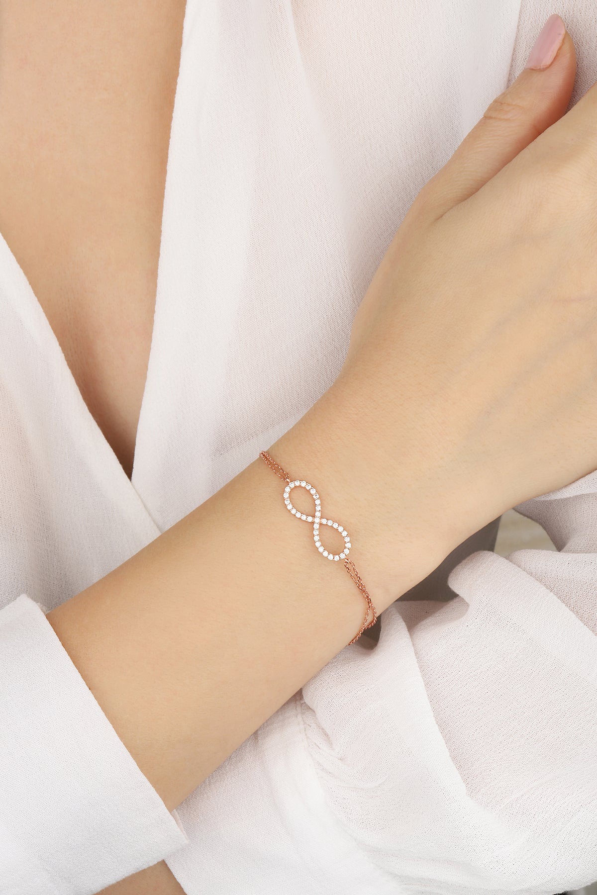 Sterling Silver Infinity Bracelet – Dainty Zircon Turkish Jewelry