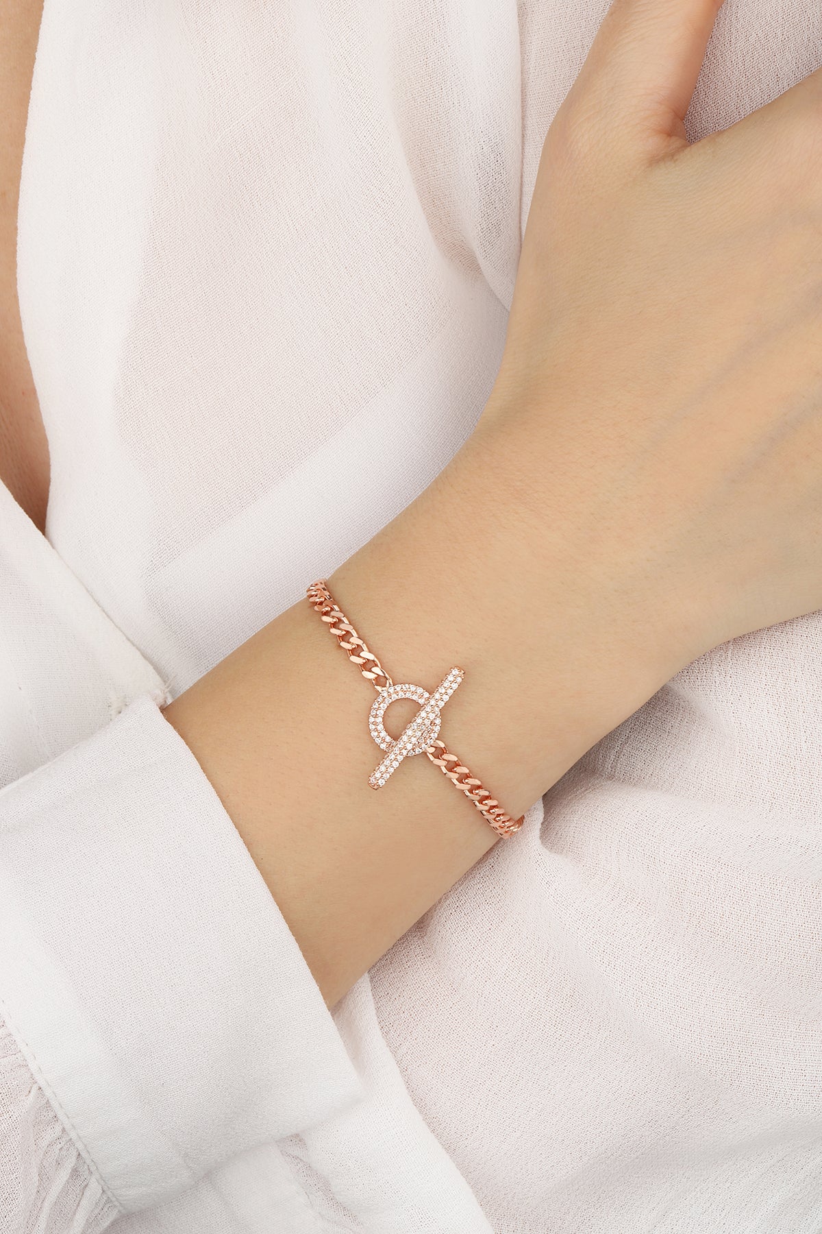 Gurmet Chain Silver Sailor Lock Bracelet