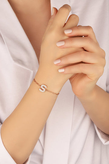 Italian Chain Silver Letter Bracelet, personalized name bracelets | letter bracelets | initial bracelets