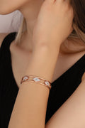 Evil Eye Stone Silver Cuff Bracelet, Sterling Silver Evil Eye Cuff Bracelet: Rose Gold, Gold, or Rhodium