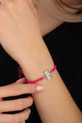 Pink Cord Silver Letter Bracelet