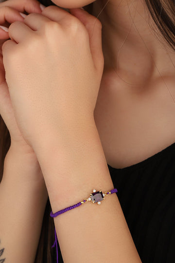 Purple Color Natural Stone Bracelets for Women Rope Chain Bracelet Handmade Quartz Jewelry for Women