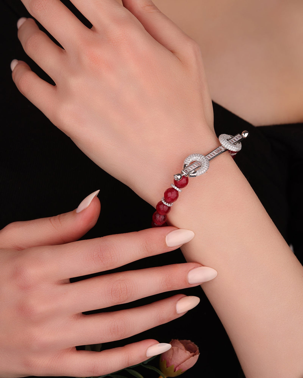 Stretch Silver Bracelet - Bracelet "Positivity" - Natural stones - 8mm
