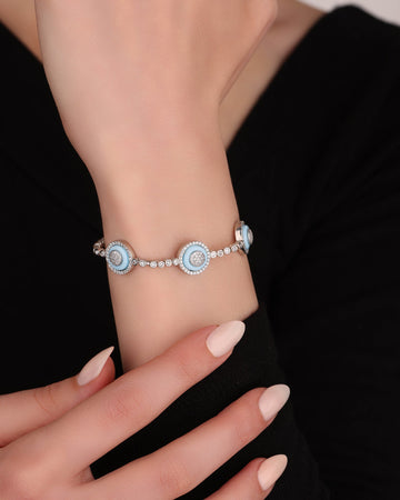 Tennis 3 Eyes Silver Bracelet