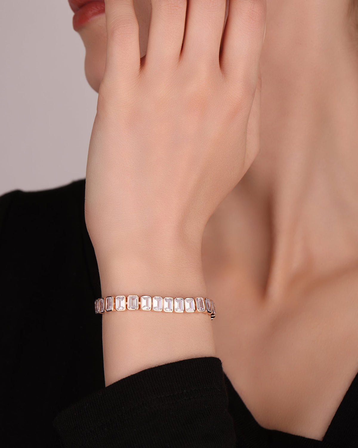 Sterling Silver Baguette Tennis Bracelet – Elegant Minimal Jewelry
