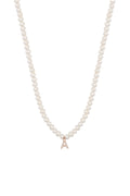 Gold Pearl Name Necklace – Custom Letter Pendant, Minimalist Personalized Jewelry for Women