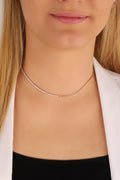 Minimal Silver Statement Choker – Mixed Tennis and Gourmet Chain