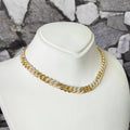 Thick Cuban Link Chain Half Stone Half Stoneless Silver Choker Necklace