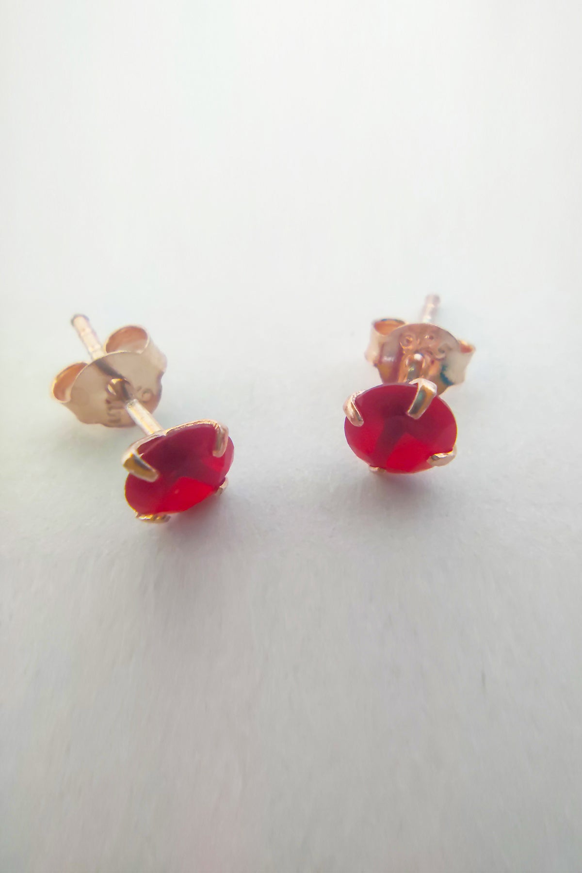 Small Ruby CZ Silver Earrings – Delicate Sterling Silver Jewelry