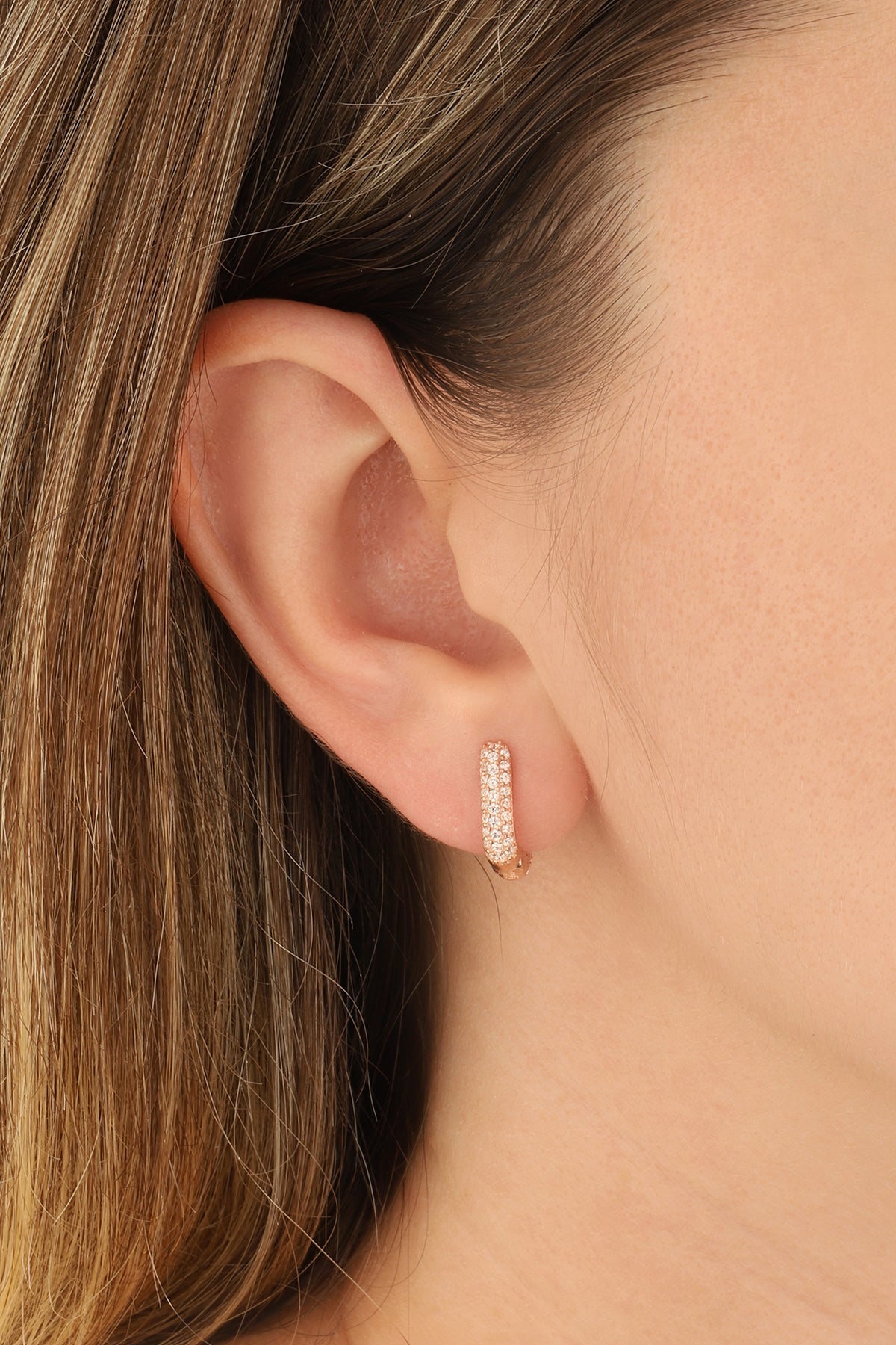 Sterling Silver White Zircon Stud Earrings – Small Dainty Minimal Jewelry