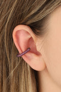 Pink Stone Silver Cartilage Earrings