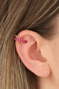 Ruby Baguette Stone Silver Cartilage Earring
