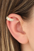 White Stone Silver Earcuff Earrings
