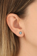 Turquoise Stone Lentil Silver Earrings