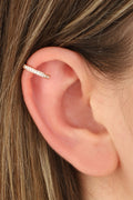 White Stone Channeled Silver Cartilage Earrings