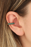Green Stone Silver Cartilage Earring