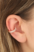 Dainty Cartilage Silver Earring – Small White Stone Stud