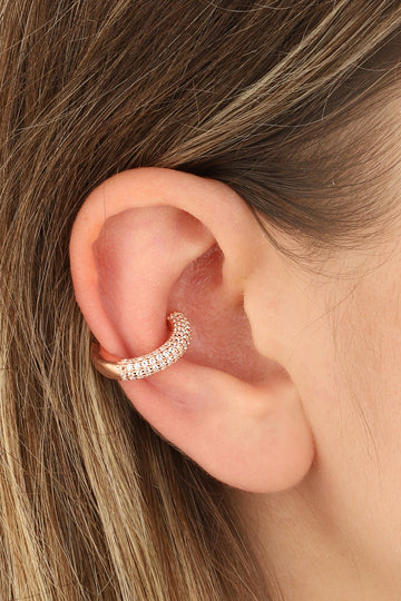 Dainty Cartilage Silver Earring – Small White Stone Stud