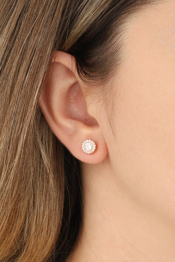 White Stone Silver Earrings