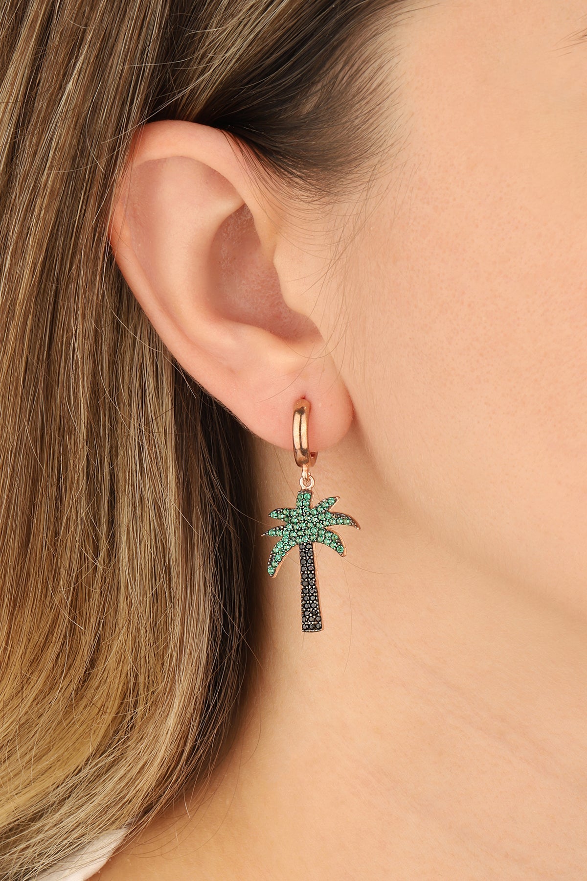 Sterling Silver Palm Tree Stud Earrings – Tropical Summer Jewelry
