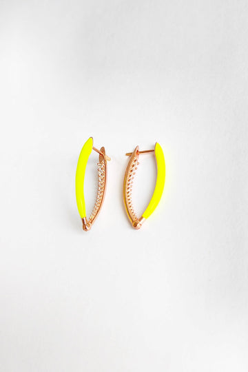 Yellow Enameled Sterling Silver Earrings