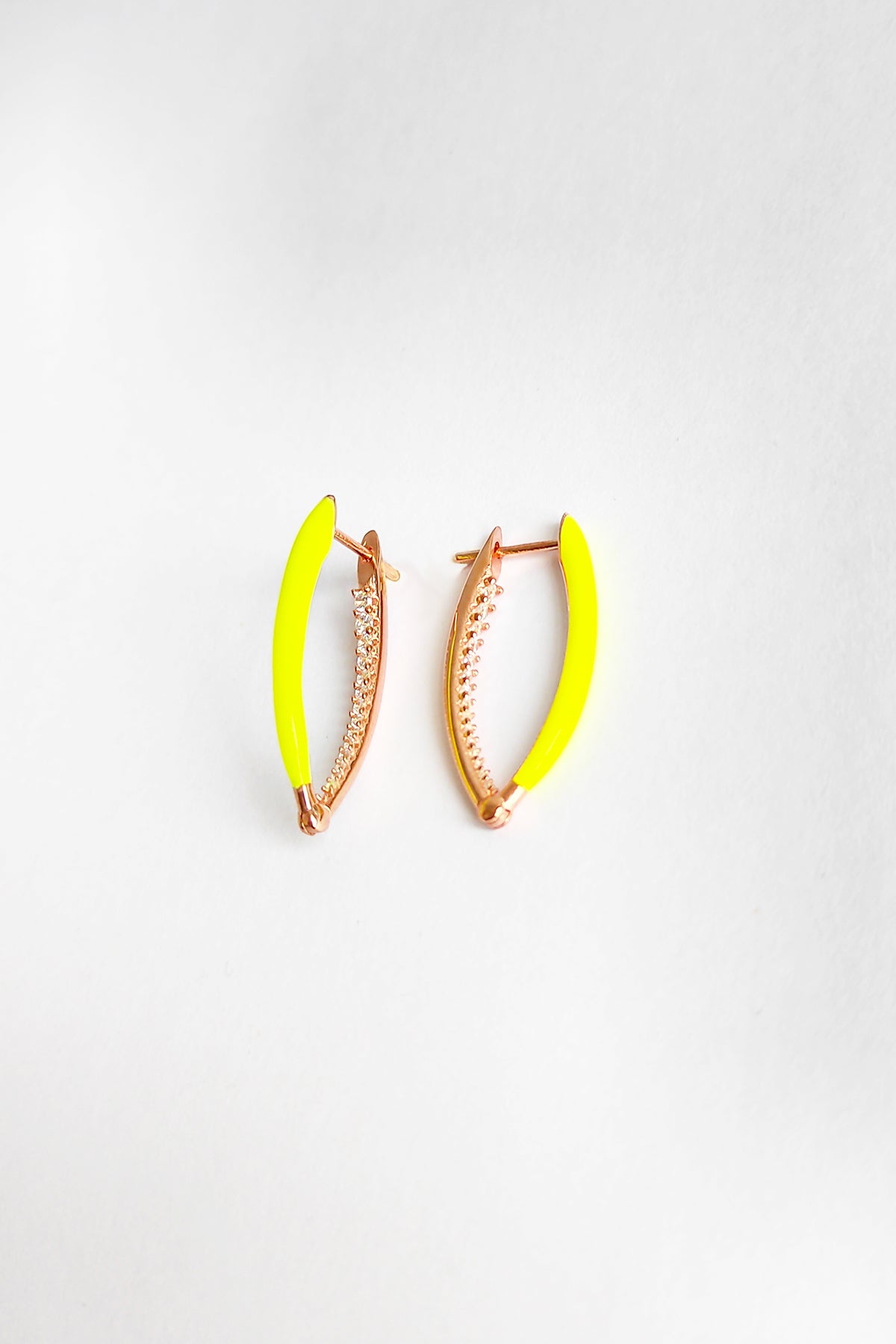 Yellow Enameled Sterling Silver Earrings