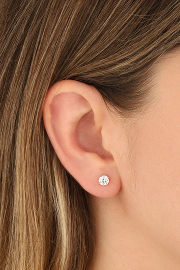 Sterling Silver Single Stone Stud Earrings – Tiny Minimal Jewelry