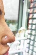 White Stoned Silver Nose Stud