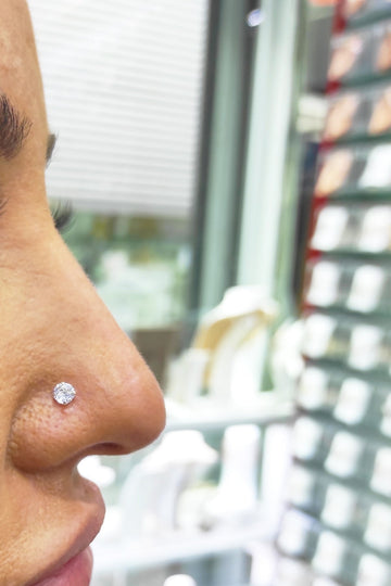 White Stoned Silver Nose Stud