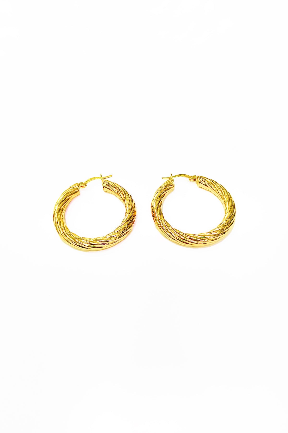 925 Sterling Silver Twist Hoops – Medium Size Minimal Earrings
