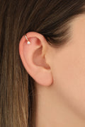 Single Stone Silver Ear cuff Earrings
