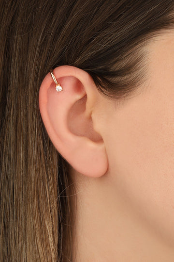 Single Stone Silver Ear cuff Earrings