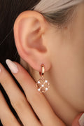 Studded Daisy Silver Earrings , Sterling Silver Contemporary Daisy Drop Earrings