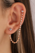 925 Silver Single Stone Dangle Earrings – Minimal Chain Design