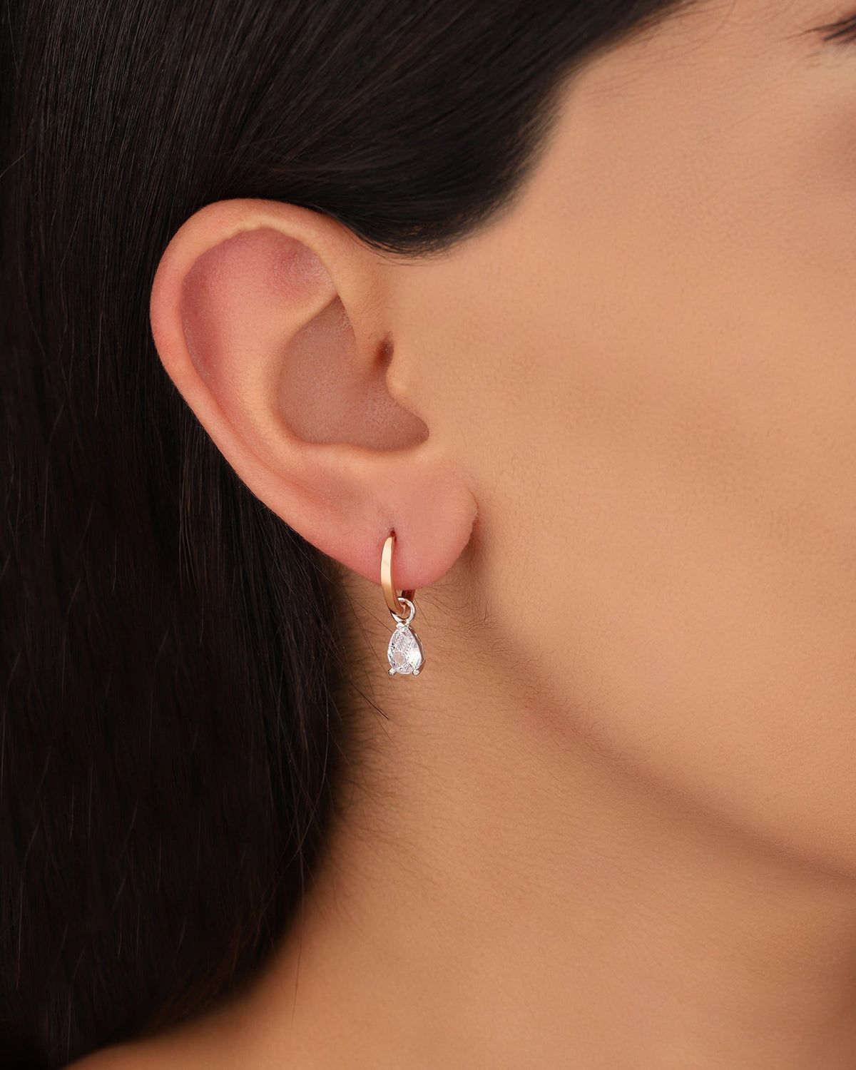 Hoop Dangle Stone Drop Earrings| Gold Hoop Earrings| Bridal Wedding Earrings