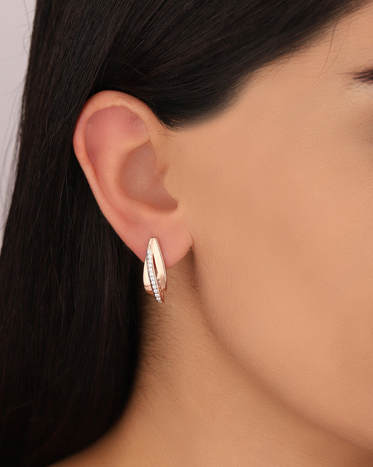 Sterling silver botanical leaf hoop earrings | Silver Fern frond post earrings