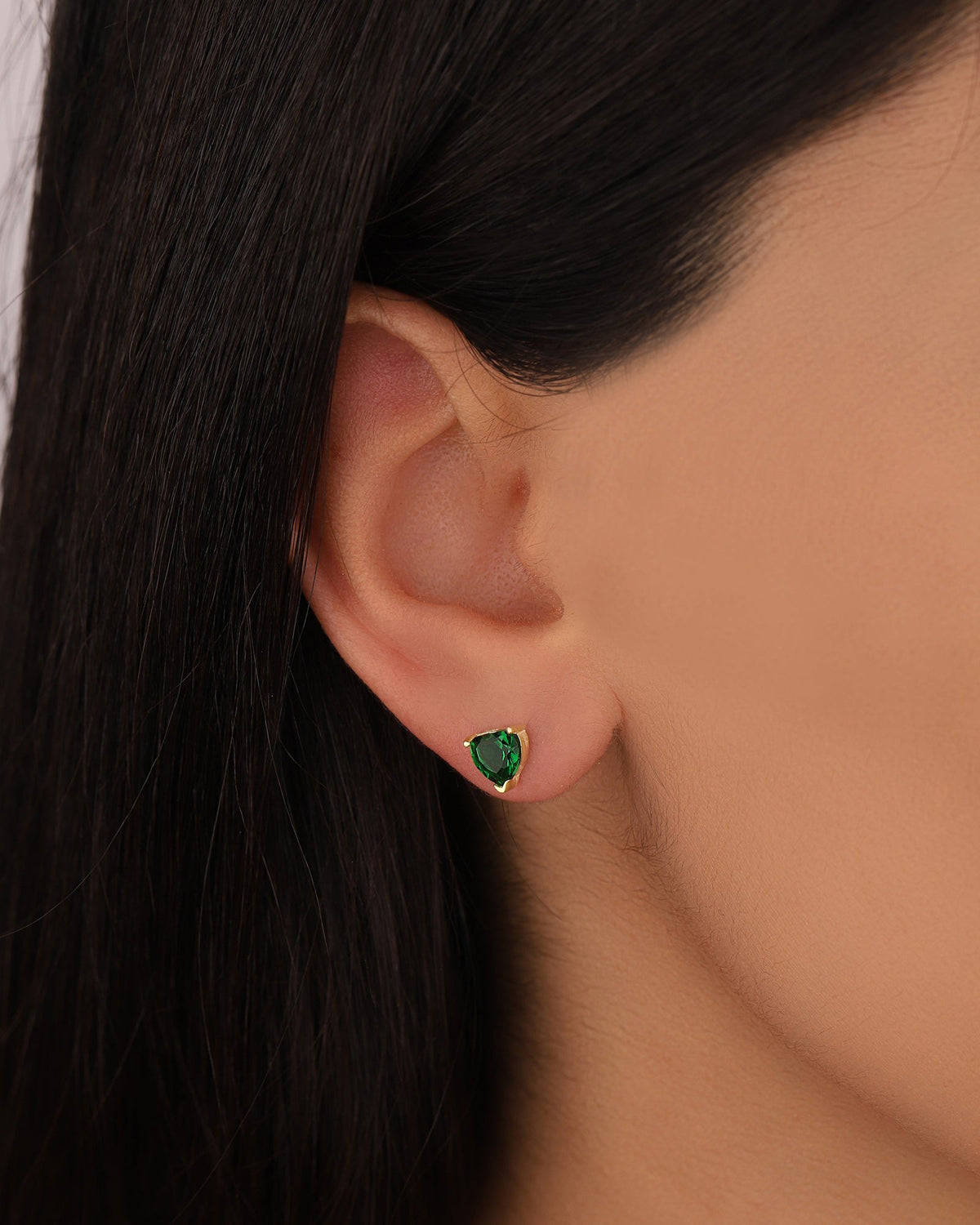 Heart Small Heart Earrings, Silver 925 Green Tiny Heart Earrings