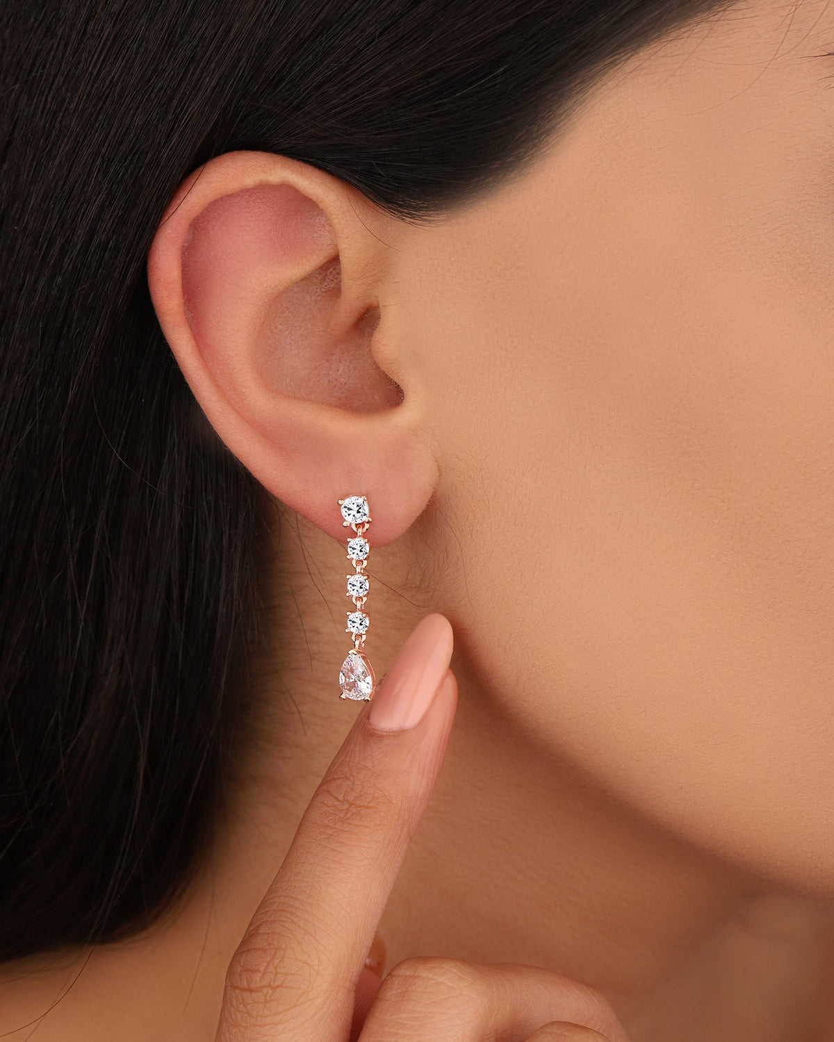 White Drop Stone Dangle Sterling Silver Earrings