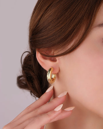 Patterned Stoneless Silver Hoop Earrings