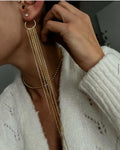 925 Silver Long Chain Chandelier Dangle Fringe Earrings