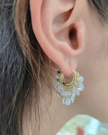 Elegant White CZ Dangle Earrings – 925 Sterling Silver Handmade Jewelry Gift