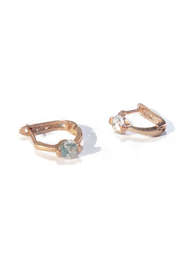 Single Stone Small Snap Silver Earrings